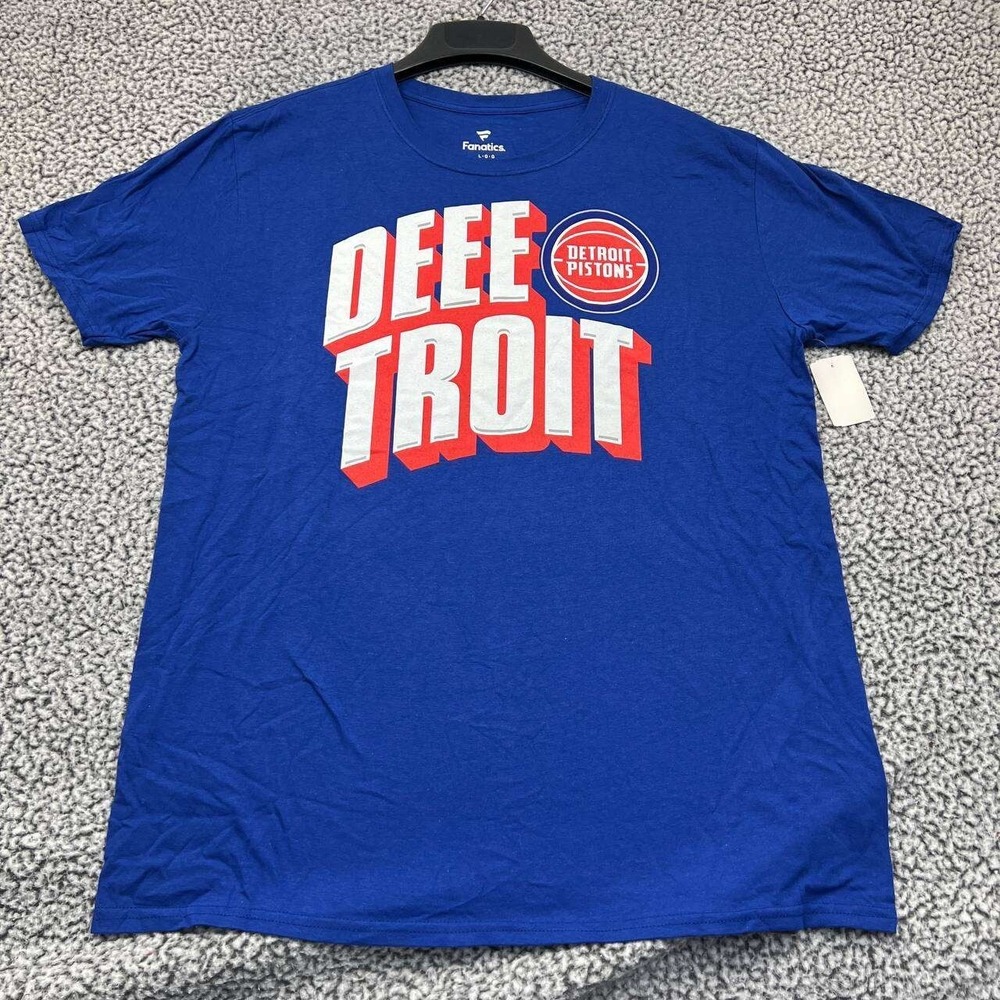 Detroit Pistons Shirt Men Large Blue Fanatics Short Sleeve Crew Neck New L